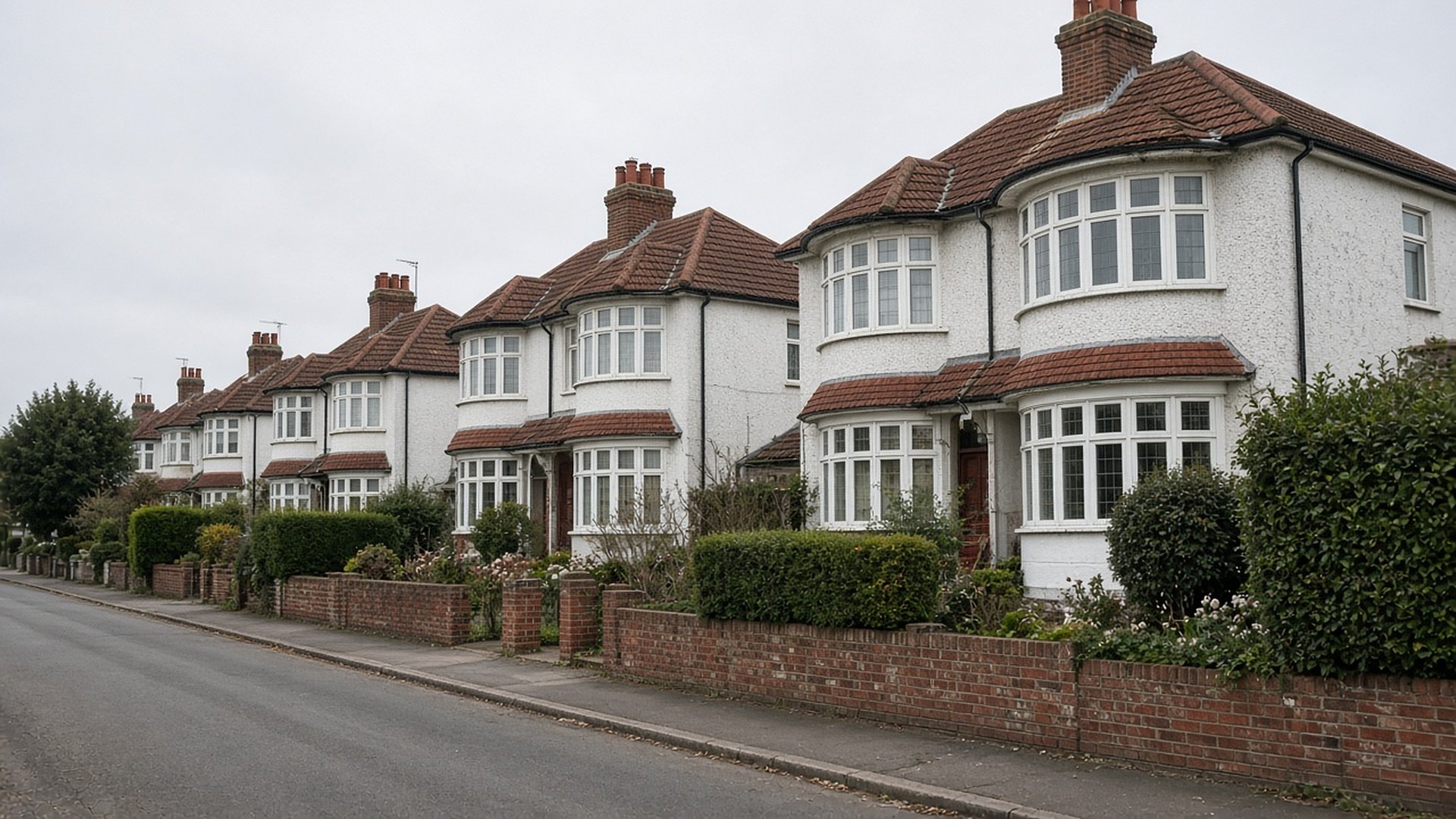 1930s semi-detached houses with bay windows and hipped tiled roofs
