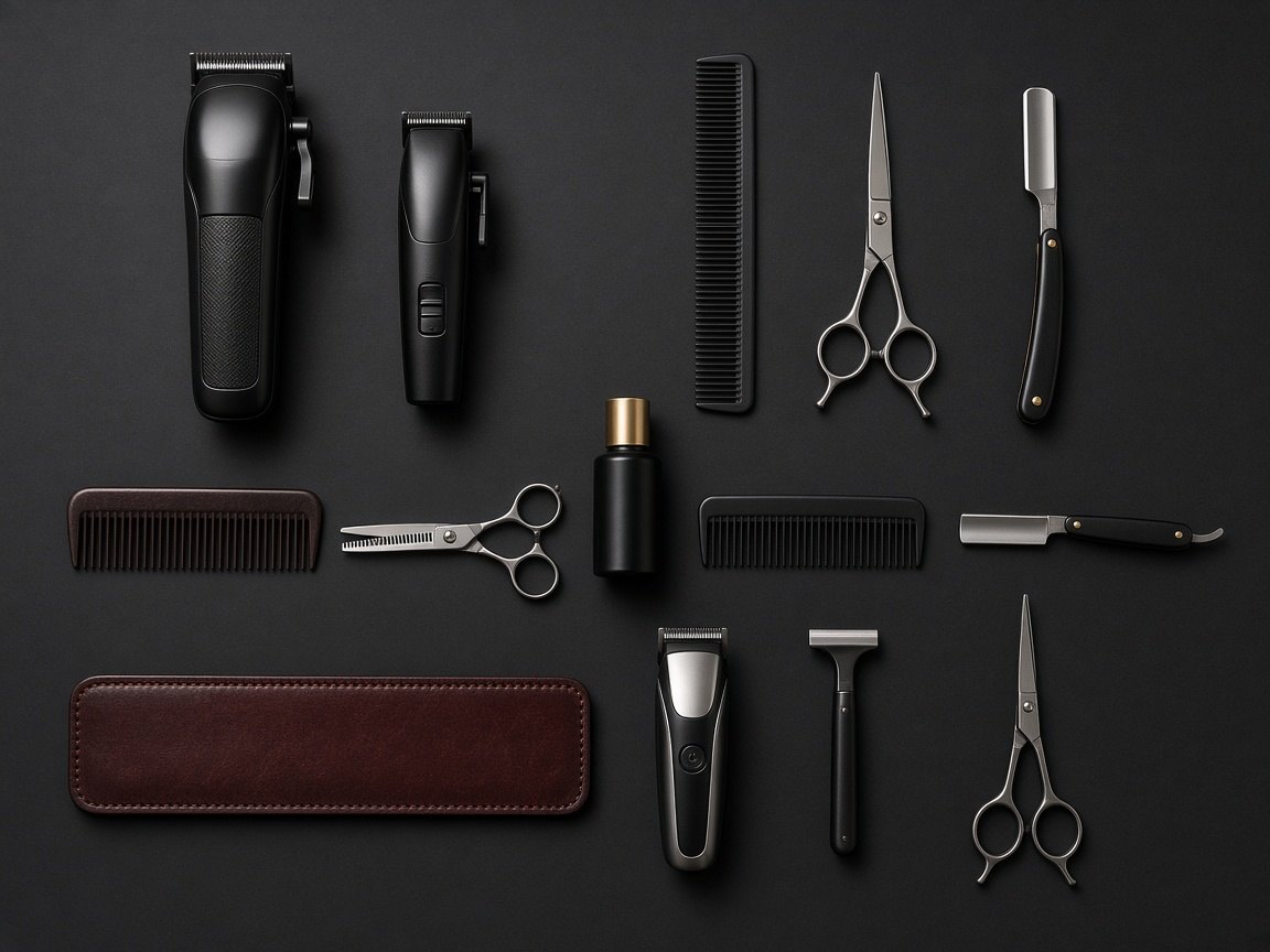 Barber tools laid out